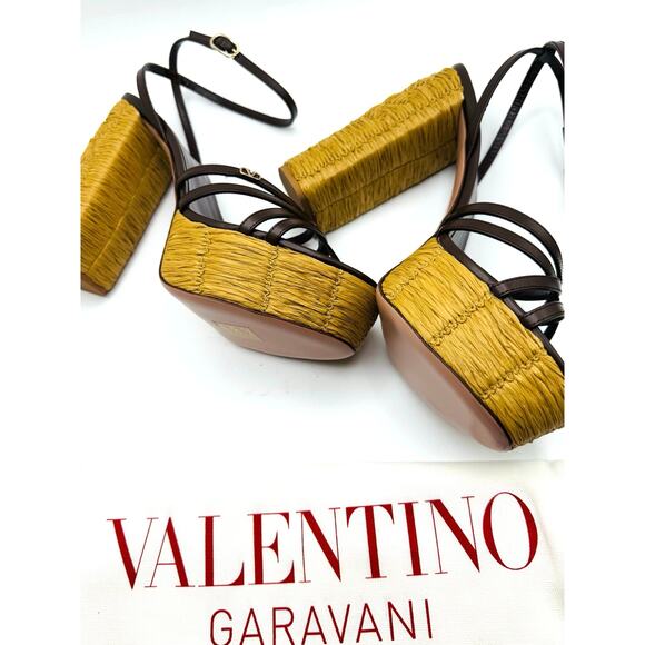 VALENTINO GARAVANI cacao & Tobacco Raflower espadrille Sandal 40 - Picture 10 of 16